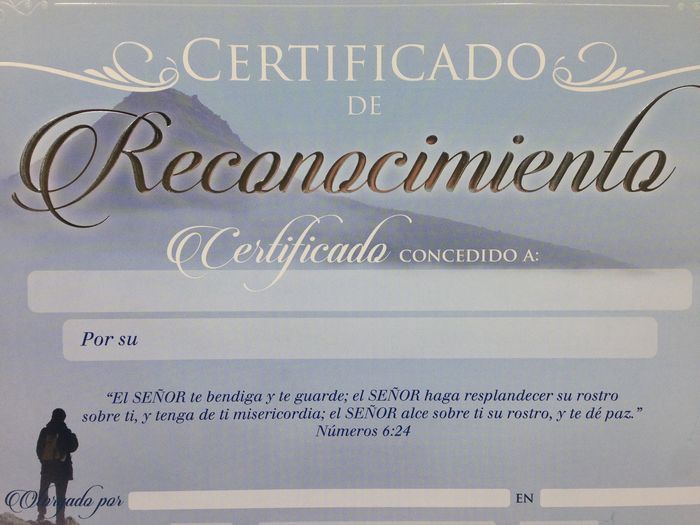 Certificados de reconocimiento. Paquete de 20 unidades.