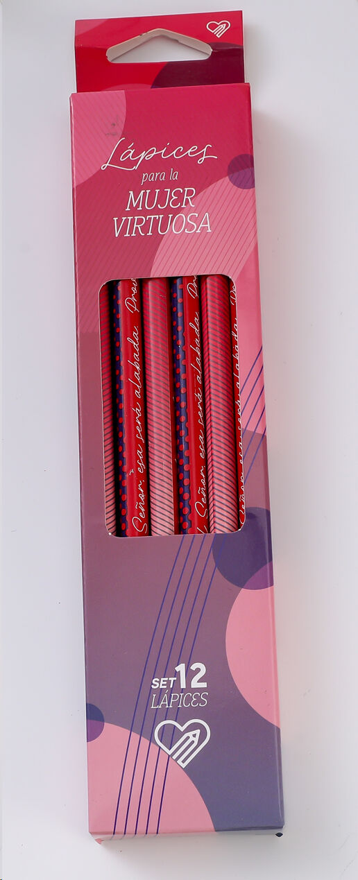 Mujer Virtuosa. Pack 12 lápices en caja de cartón