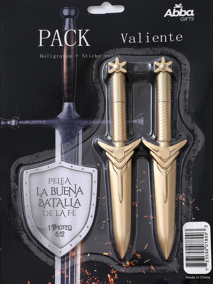 Valiente. Pack creativo 2 bolis + notas adhesivas