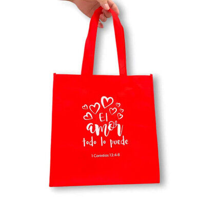 El amor. Bolsa de tela Tote bag roja. [723592074791]