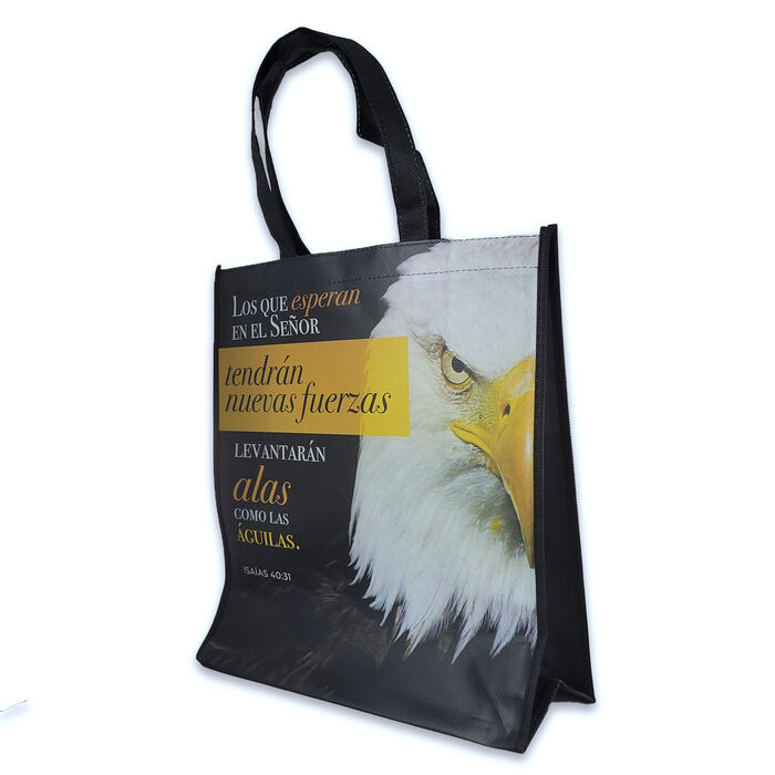 Los que esperan en el Señor tendrán nuevas fuerzas. Bolsa Grande non woven a todo color. [723592077006]