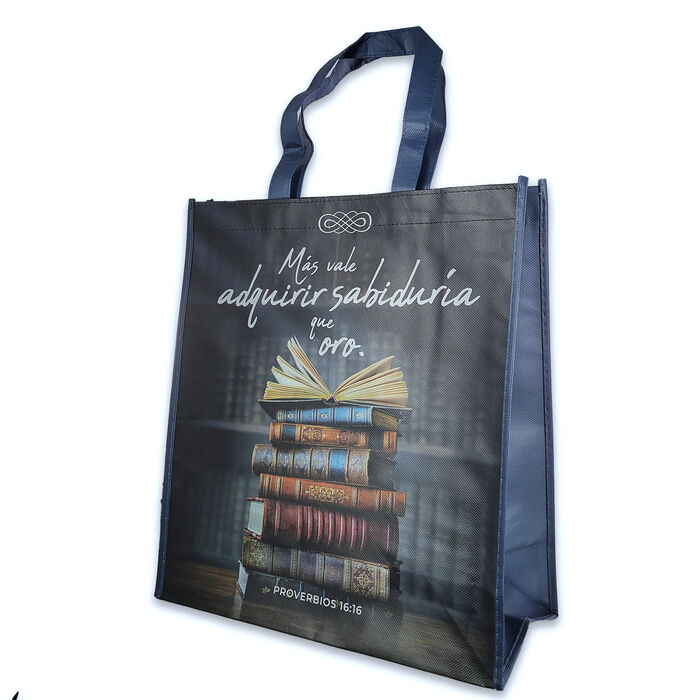 Mas vale adquirir sabiduría que oro. Bolsa Grande non woven a todo color [723592077013]
