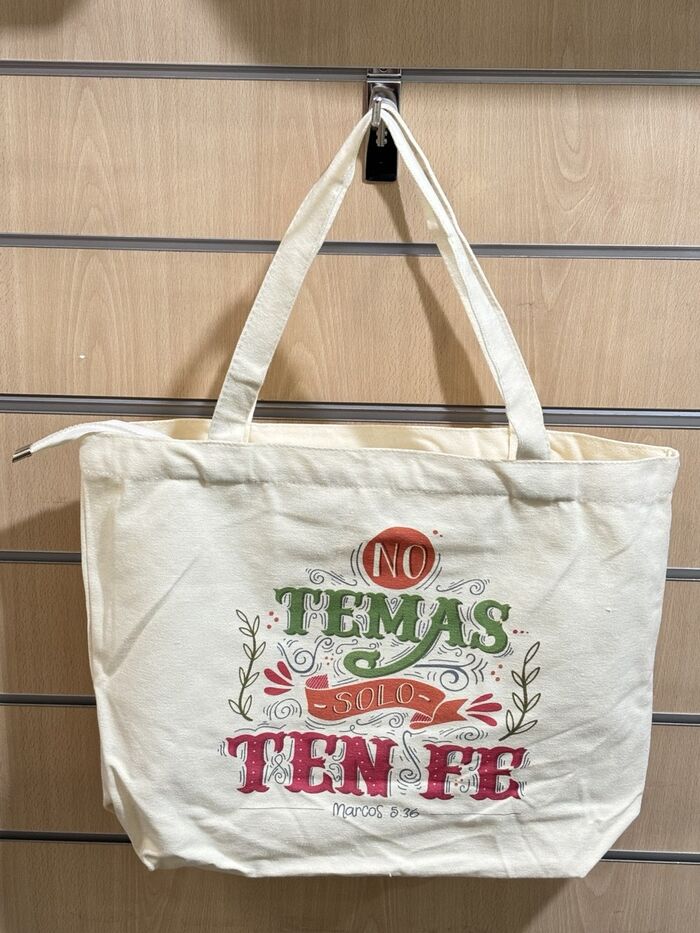 No temas, solo ten fe. Bolsa de algodón con cremallera