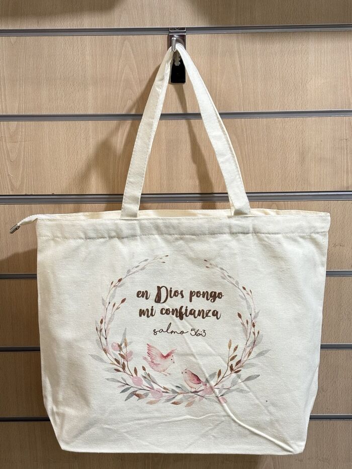 En Dios pongo mi confianza. Bolsa de algodón con cremallera