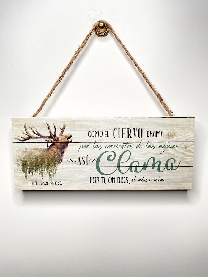 Como el ciervo - Cuadrito madera con cordel