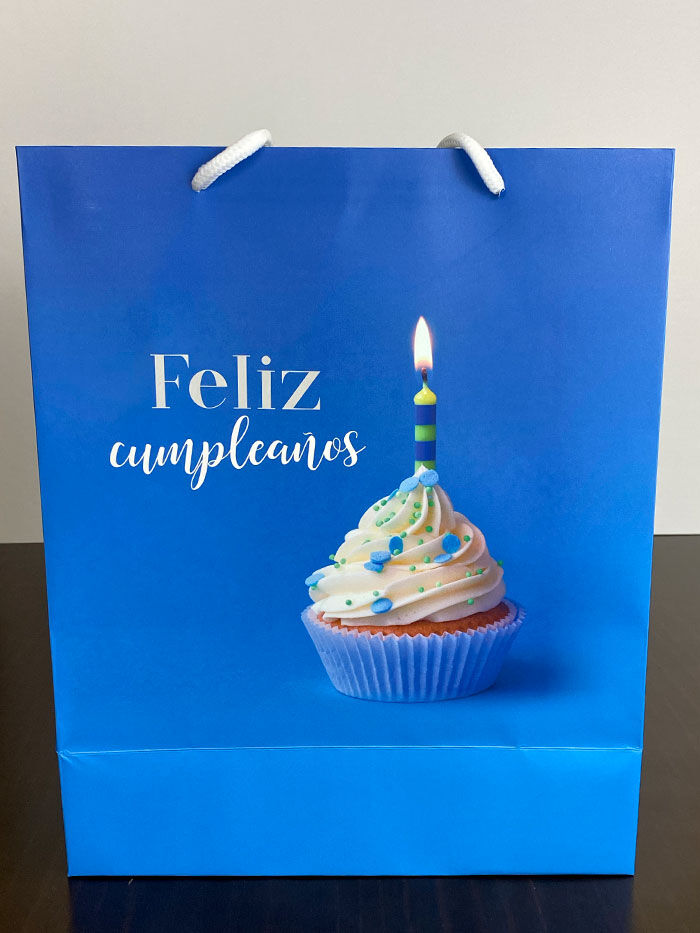 Bolsa de regalo - Feliz cumpleaños azul- Grande