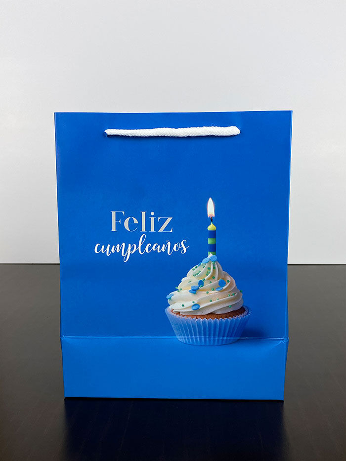 Bolsa de regalo - Feliz cumpleaños Azul - Pequeña