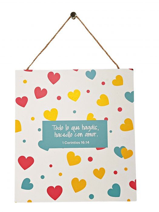 Todo lo que hagáis. Cuadro de madera con cordel