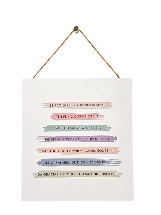 Sé paciente. Cuadro de madera con cordel