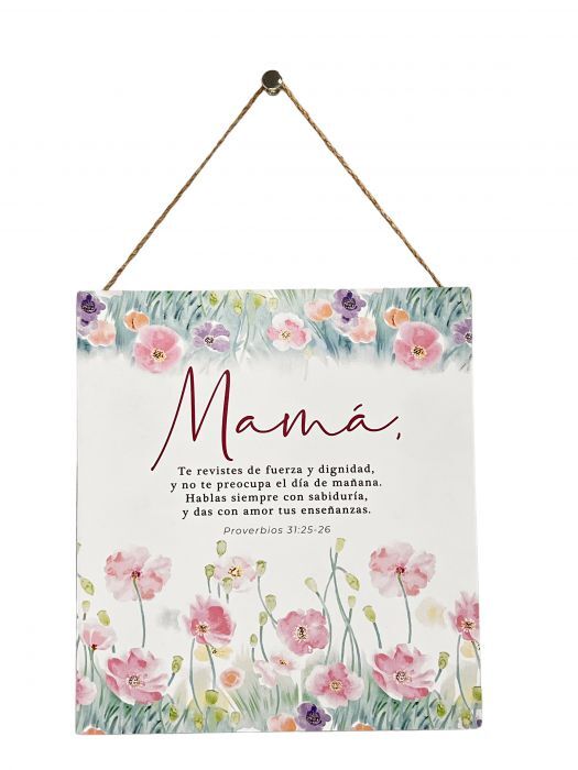 Mamá. Cuadro de madera con cordel