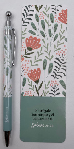 Entrégale tus cargas...Punto de libro + bolígrafo 

