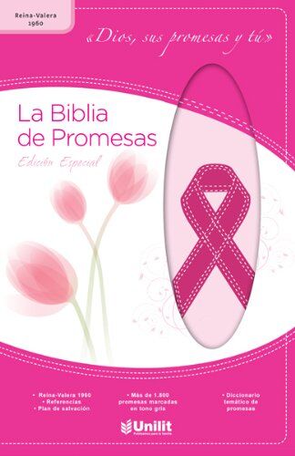 Biblia de promesas RVR60 Piel Dos tonos Rosa Edicion especial contra el cáncer