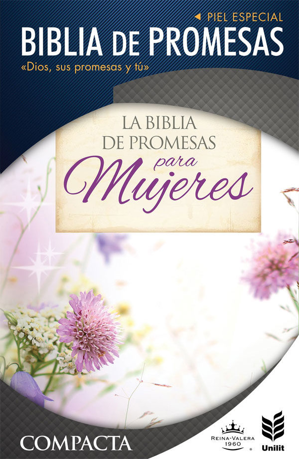 Biblia RVR60 compacta de promesas i/piel floral con índice
