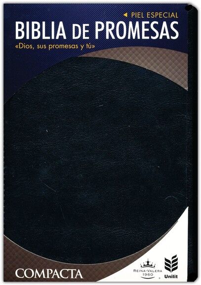 Biblia RVR60 de promesas compacta i/piel negra con cierre 