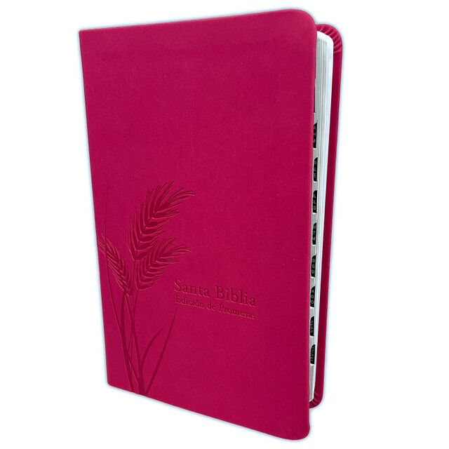 Biblia de Promesas RVR60 tamaño manual letra grande i/piel fucsia con índice