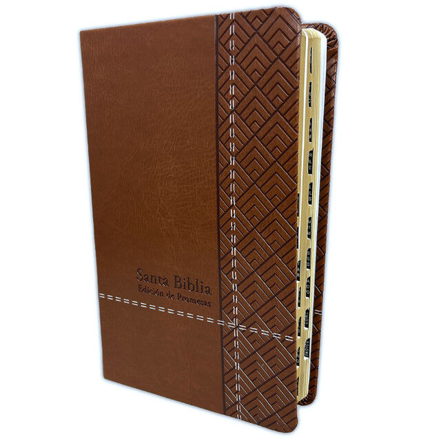 Biblia de Promesas RVR60 tamaño manual letra grande i/piel café con índice