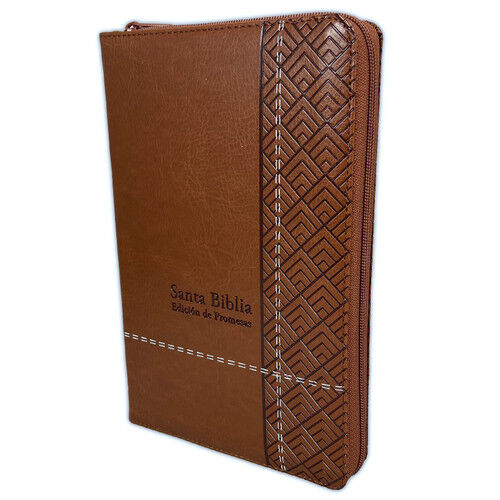 Biblia de Promesas RVR60 tamaño manual letra grande i/piel Café con cierre e índice