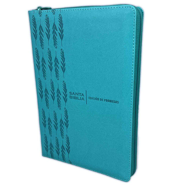 Biblia de Promesas RVR60 Tamaño grande i/piel turquesa con cierre