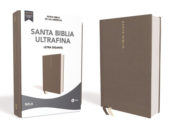 BIBLIA NBLA ULTRAFINA, LETRA GIGANTE, TAPA DURA/TELA, GRIS, EDICIÓN LETRA ROJA