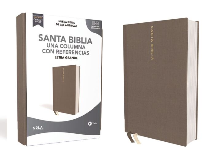 BIBLIA NBLA, UNA COLUMNA CON REFERENCIAS, LETRA GRANDE, TAPA DURA/TELA, GRIS