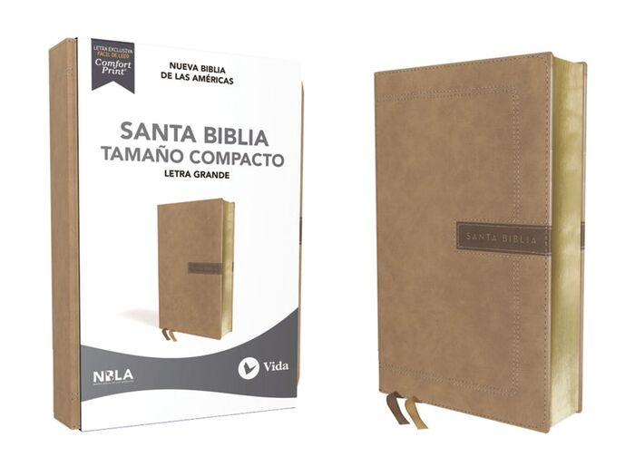 BIBLIA NBLA, LETRA GRANDE, TAMAÑO COMPACTO, IMITACIÓN PIEL, BEIGE