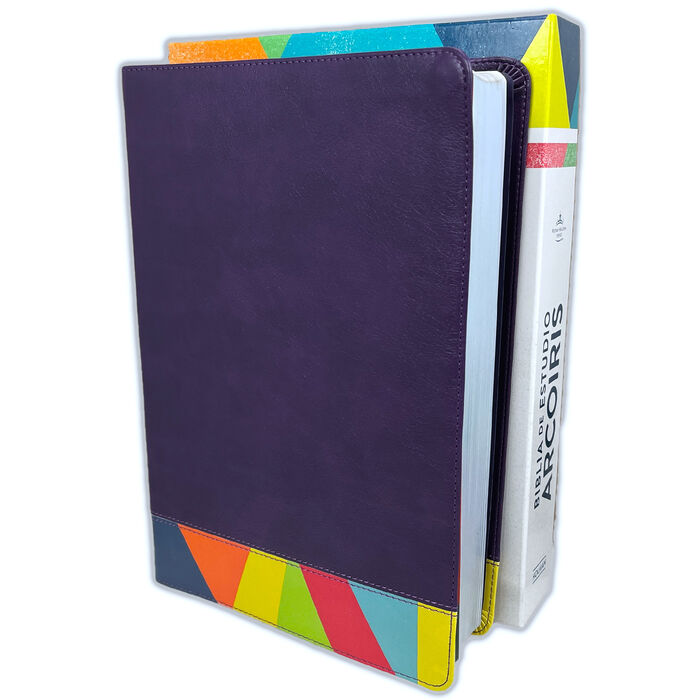 Biblia de estudio Arcoiris RVR60 i/piel morado (Nueva edición)