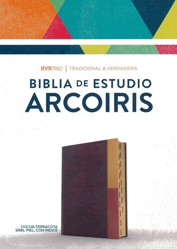 Biblia de estudio Arcoiris RVR60 i/piel marrón 3 tonos con índice (Nueva edición)