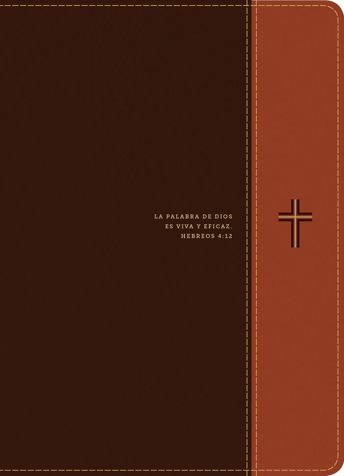 Biblia de estudio del diario vivir RVR60, letra grande i/piel marrón/café