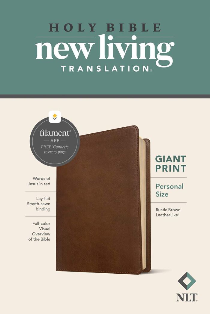 NLT Personal Size Giant Print Bible, LeatherLike, Rustic Brown