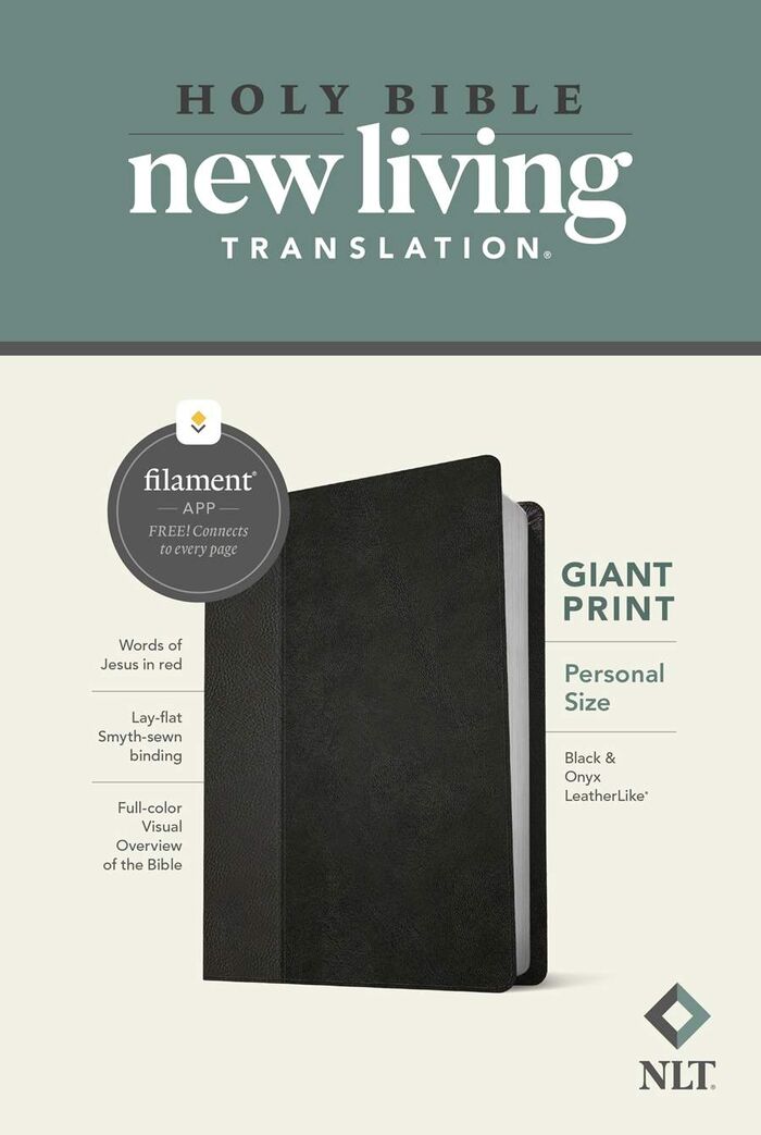NLT Personal Size Giant Print Bible, LeatherLike, Black/Onyx