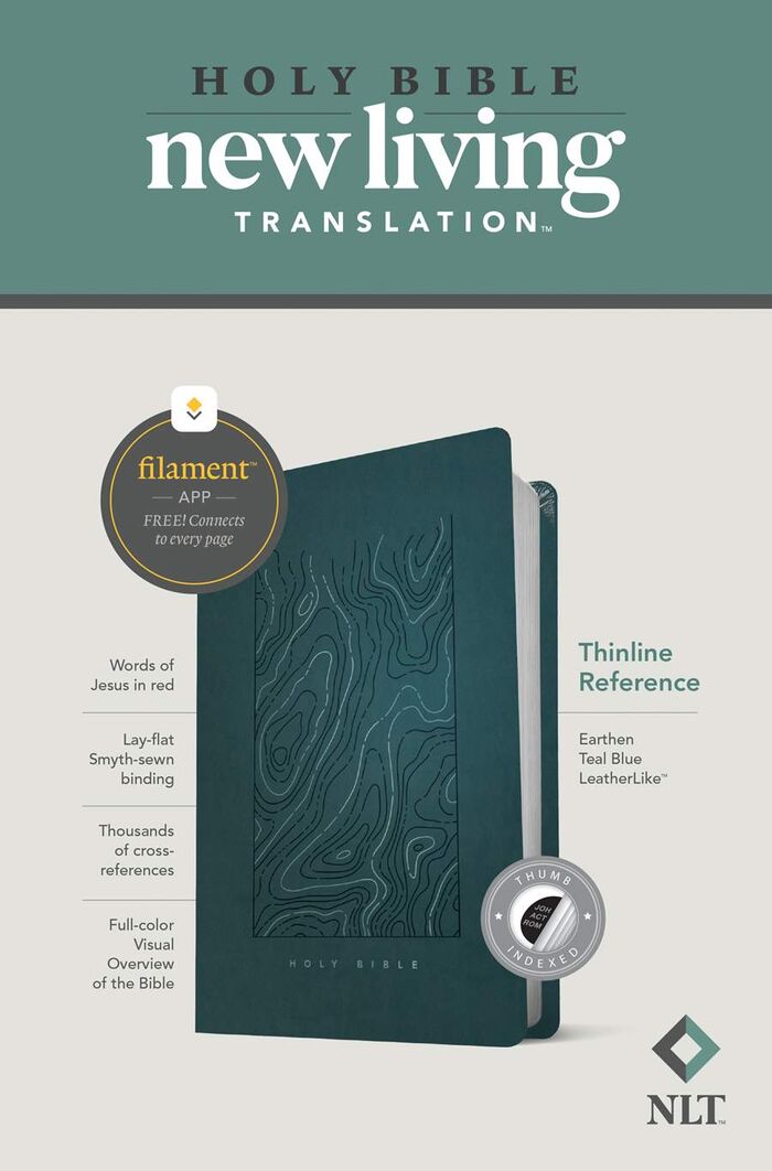 NLT Thinline Reference Bible, LeatherLike, Indexed, Earthen Teal Blue