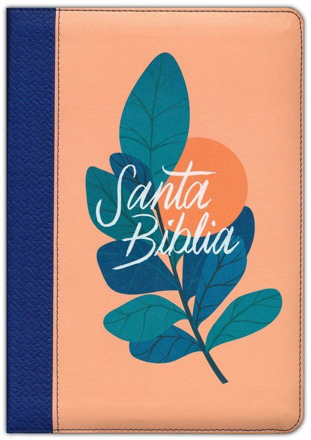 Biblia RVR60 Letra grande cierre edición referencias i/piel azul naranja con flor
