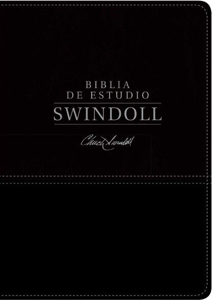 Biblia de estudio Swindoll NTV i/piel negro con índice