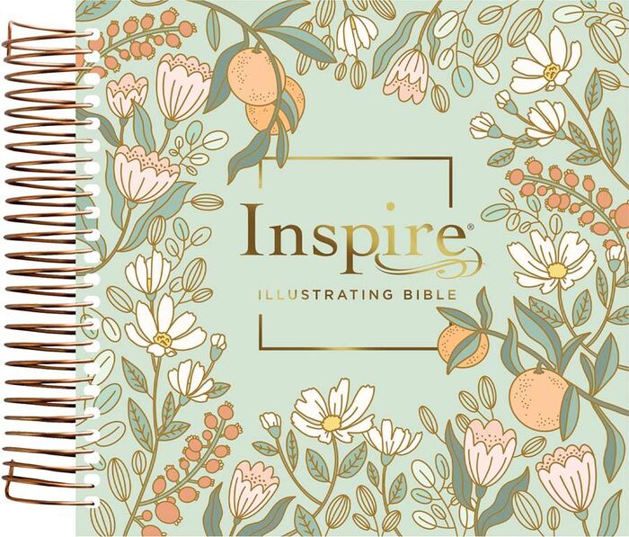 NLT DaySpring Inspire Illustrating Bible, Spiral Bound, Mint Floral Garden