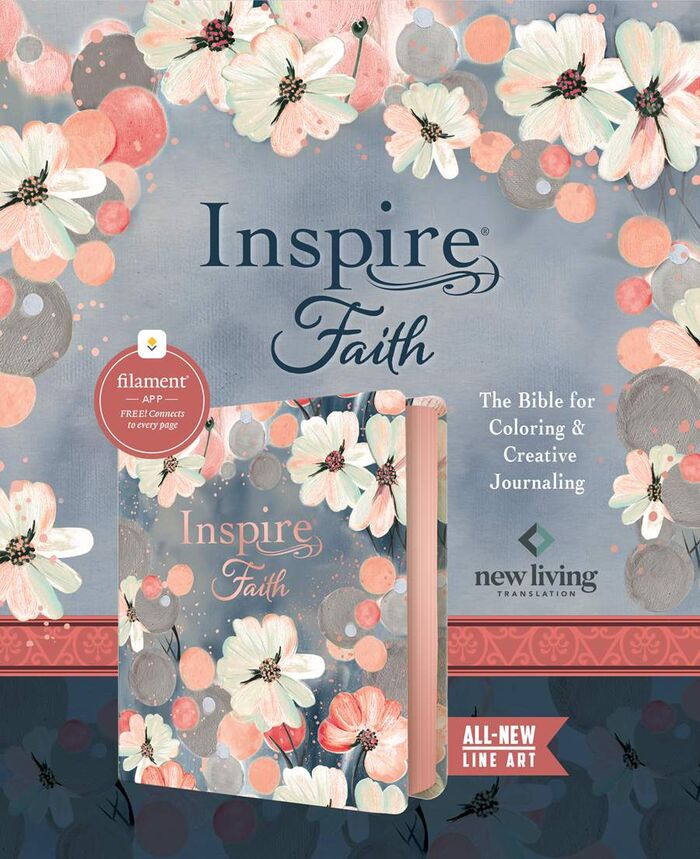 Inspire FAITH Bible NLT, LeatherLike, Watercolor Garden