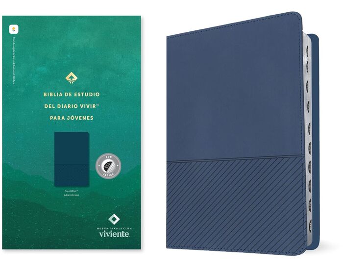 Biblia de estudio del diario vivir para jóvenes NTV con Filament (SentiPiel, Azul oscuro, Índice, Letra Roja)
