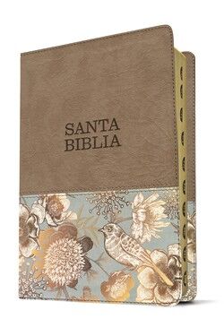 Santa Biblia NTV, letra súper gigante, i/piel beige vintage con índice