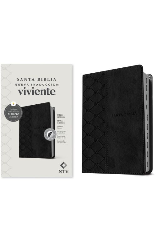 Biblia manual NTV, letra grande con Filament (SentiPiel, Negro, Índice, Letra Roja)