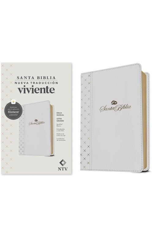 Biblia manual NTV, letra grande con Filament (SentiPiel, Blanco, Letra Roja)