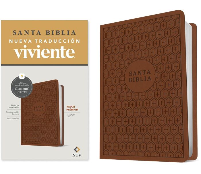 Biblia valor prémium NTV con Filament (SentiPiel, Café)