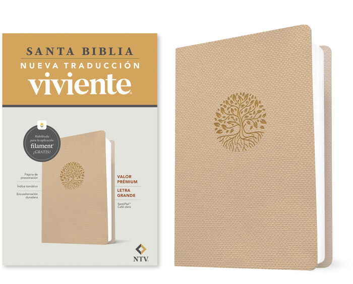 Biblia valor prémium NTV, letra grande con Filament Beige