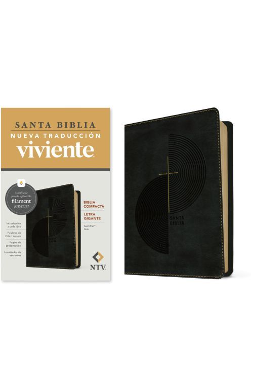Biblia compacta NTV, letra gigante con Filament (SentiPiel, Gris, Letra Roja)