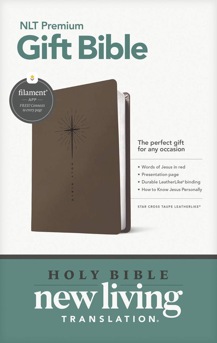 Premium Gift Bible NLT, LeatherLike, Star Cross Taupe