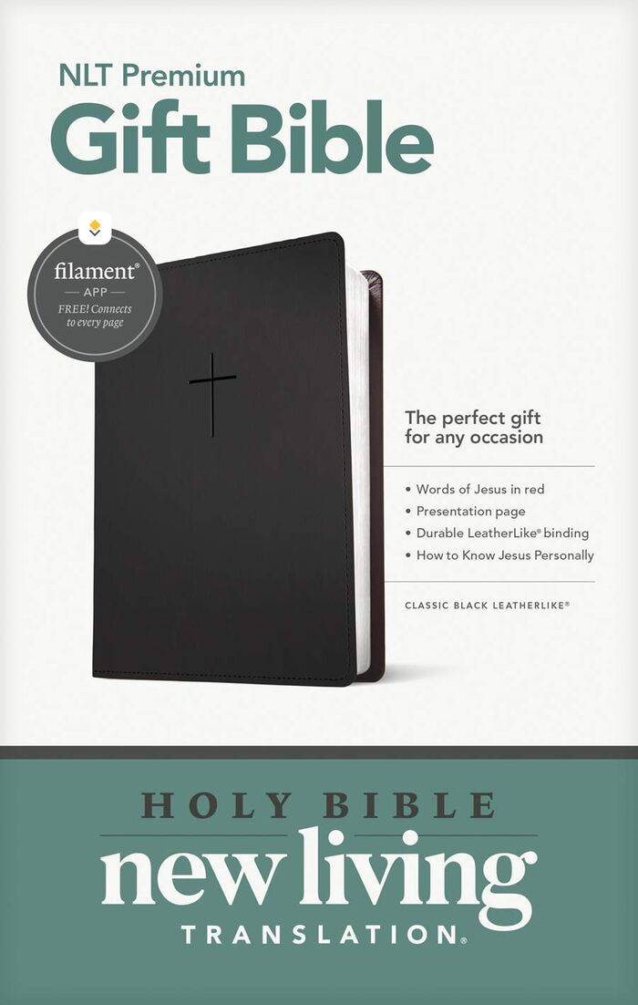 Premium Gift Bible NLT, LeatherLike, Classic Black