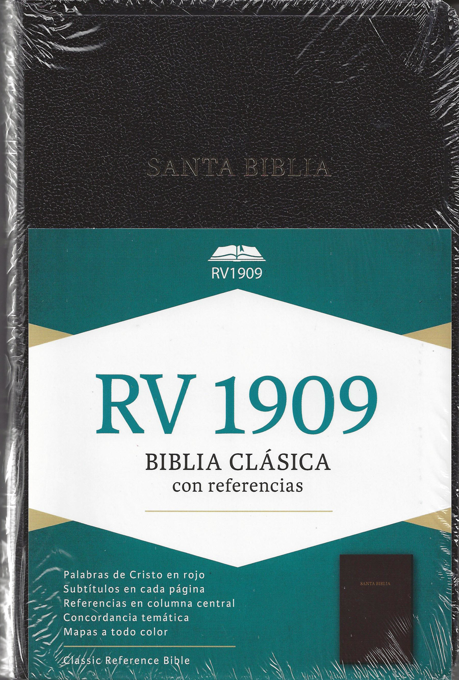 Biblia RVR1909 Clásica con Referencias i/piel Negro