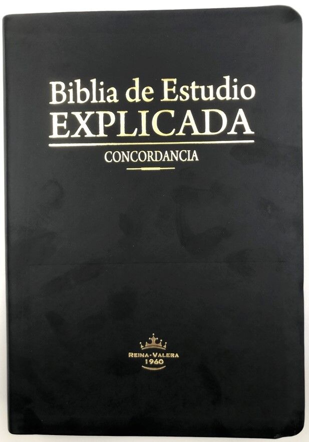 Biblia de estudio explicada RVR60 piel italiana Negro con índice