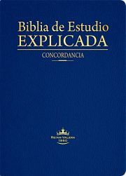 Biblia de estudio explicada RVR60 piel italiana azul con índice