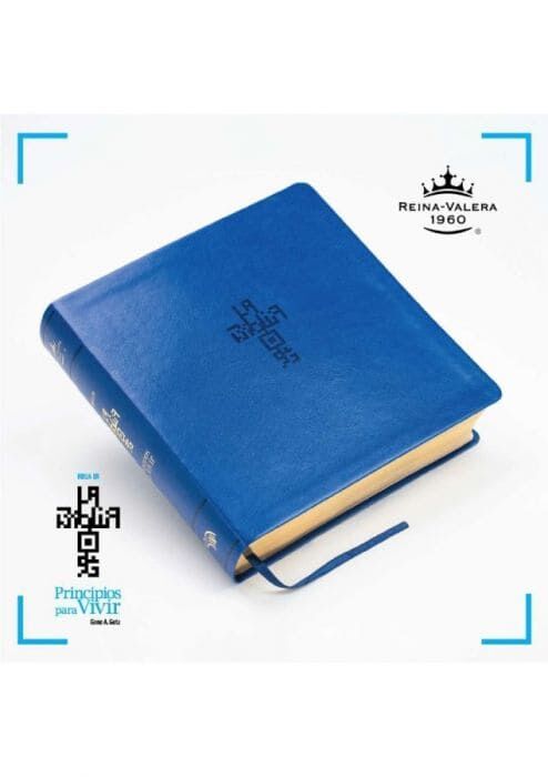 Biblia Reina Valera 1960  QR Principios para Vivir - Imitación piel Azul