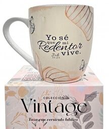 Taza vintage floral: Mi redentor vive