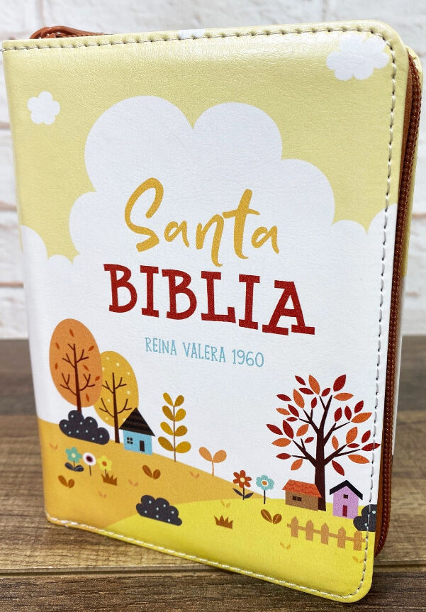 Biblia RVR60 bolsillo i/piel pradera en otoño con cierre colección fantasía